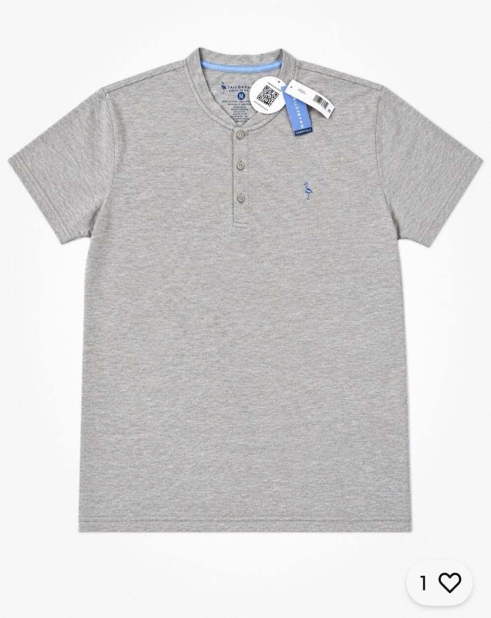 TAILORBYRD Nwt TSHIRT HENLEY GREY Size M